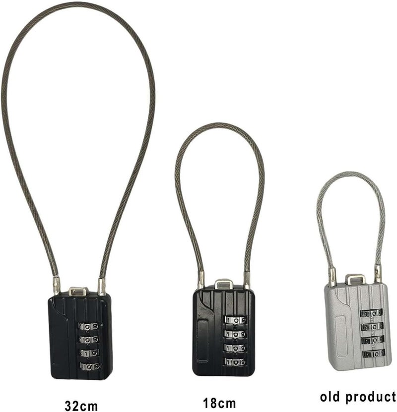 SEPOX Resettable Combination Travel Lock, 11mm 4 Digit Cable Lock for Suitcase, Travel Bag, and Gym Lockers, Filing Cabinets, Toolbox, Case—Silver Pack of 2 - Image 5